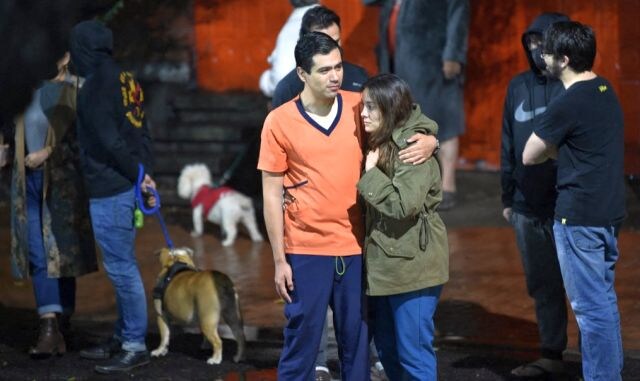 Scared residents rushed out and huddled together in the rain, holding young children or pets, too worried to return to their homes in the dark. "It was terrible. It really reminds me of the 1985 quake every time something like this happens," said Yesmin Rizk, a 70-year-old Roma Sur resident. AFP Scared residents rushed out and huddled together in the rain, holding young children or pets, too worried to return to their homes in the dark. "It was terrible. It really reminds me of the 1985 quake every time something like this happens," said Yesmin Rizk, a 70-year-old Roma Sur resident. AFP
