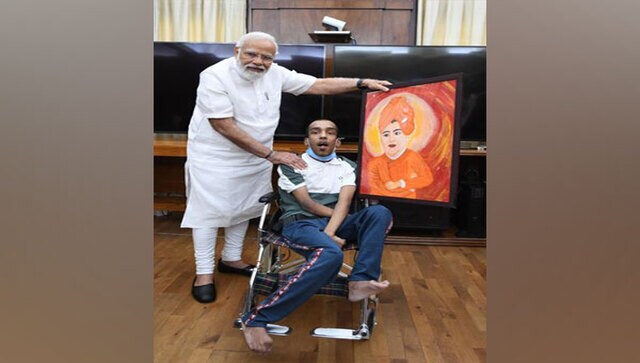 PM Modi meets specially-abled painter Aayush Kundal, calls him source of inspiration PM Modi meets specially-abled painter Aayush Kundal, calls him source of inspiration