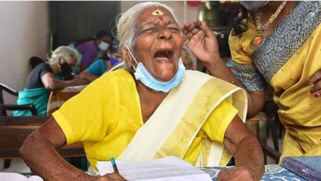 Viral: Old image of 104-year-old woman who scored 89/100 in Kerala literacy exam resurfaces Viral: Old image of 104-year-old woman who scored 89/100 in Kerala literacy exam resurfaces