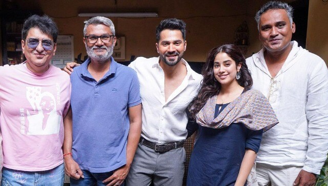 Varun Dhawan celebrates his 35th birthday with Janhvi Kapoor, Nitesh Tiwari and Sajid Nadiadwala on Bawaal sets Varun Dhawan celebrates his 35th birthday with Janhvi Kapoor, Nitesh Tiwari and Sajid Nadiadwala on Bawaal sets