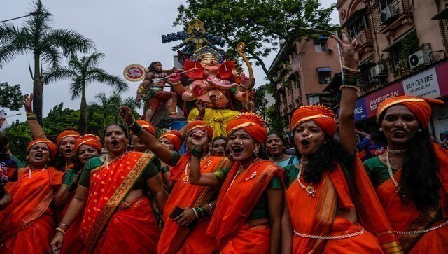 People dance around a Ganesh idol as they welcome the deity in Mumbai. Ganesh Chaturthi celebrations will be celebrated from 31 August to 9 September this year. AP People dance around a Ganesh idol as they welcome the deity in Mumbai. Ganesh Chaturthi celebrations will be celebrated from 31 August to 9 September this year. AP