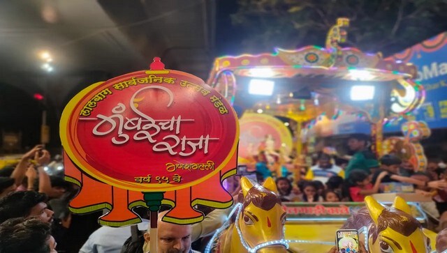 Devotees gather around the Pandal of Mumbaicha Raja. According to a report by mid-day joint secretary of the Lalbaug Sarvajanik Utsav Mandal said, “Earlier around 80,000 to 90,000 people used to visit the pandal. This year, since there are no restrictions, we are expecting more people.” Image Courtesy: Lalbaug Sarvajanik Utsav Mandal Devotees gather around the Pandal of Mumbaicha Raja. According to a report by mid-day joint secretary of the Lalbaug Sarvajanik Utsav Mandal said, “Earlier around 80,000 to 90,000 people used to visit the pandal. This year, since there are no restrictions, we are expecting more people.” Image Courtesy: Lalbaug Sarvajanik Utsav Mandal