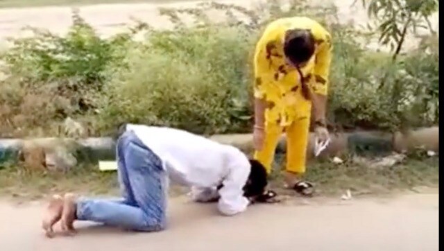 Watch: Rajasthan student leaders beg for votes by touching feet of other students