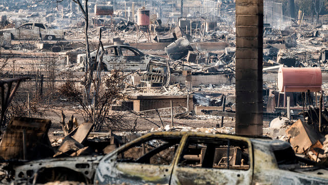 A fire, which erupted near a defunct lumber mill in Northern California on Friday and became a fast-moving inferno has destroyed at least 50 structures, including homes, and prompted the evacuation of thousands of people in rural Siskiyou County. AP A fire, which erupted near a defunct lumber mill in Northern California on Friday and became a fast-moving inferno has destroyed at least 50 structures, including homes, and prompted the evacuation of thousands of people in rural Siskiyou County. AP
