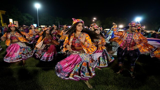 Women participate in a garba performance in Ahmedabad. The dance form pays respect to nine forms of the goddess Durga. AP Women participate in a garba performance in Ahmedabad. The dance form pays respect to nine forms of the goddess Durga. AP