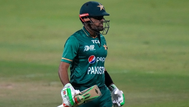 Babar Azam continued his poor form as he departed after getting out of a first-ball duck to Fazalhaq Farooqi. AP