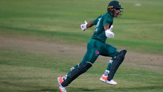 Facing defeat with just 1 wicket in hand, tailender Naseem Shah turned the tide in Pakistan's favour by hitting back-to-back sixes in the final over to win the match. AP 