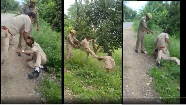 #WATCH: UP cops get drunk, blow punches on each other over distribution of bribe money