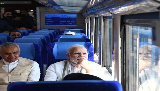 Prime Minister Narendra Modi went on a train ride on the Vande Bharat Express on Friday. Compared to its predecessors, the new Vande Bharat train will be faster by 16 seconds. News18 Prime Minister Narendra Modi went on a train ride on the Vande Bharat Express on Friday. Compared to its predecessors, the new Vande Bharat train will be faster by 16 seconds. News18