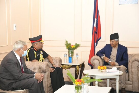 Indian Army chief General Manoj Pande meets Nepal PM Sher Bahadur Deuba in Kathmandu