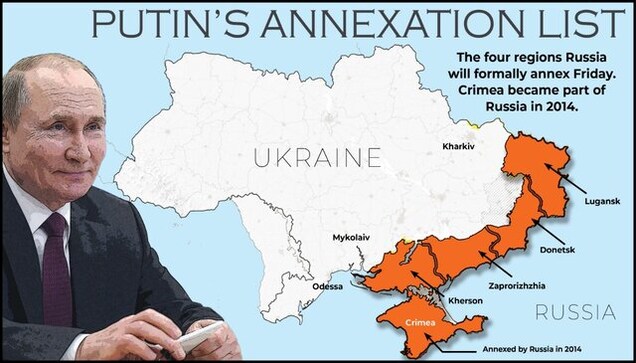 Russia to formally annex four Ukrainian regions on Friday after Kremlin-orchestrated referendums