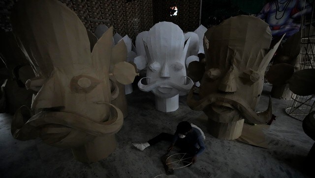 An Indian artist makes effigies of Raavan, Meghnath and Kumbhkaran from the Ramayan in preparation for the upcoming Dussehra festival in Jammu. AP An Indian artist makes effigies of Raavan, Meghnath and Kumbhkaran from the Ramayan in preparation for the upcoming Dussehra festival in Jammu. AP