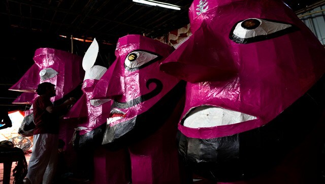 Artists work on the effigies of Raavan at a workshop in Mumbai. Prime Minister Narendra Modi has extended his greetings on the occasion of Dussehra. He tweeted, “Many many congratulations to all the countrymen on Vijayadashami, the symbol of victory. I wish that this auspicious occasion brings courage, restraint and positive energy in everyone’s life”. AP Artists work on the effigies of Raavan at a workshop in Mumbai. Prime Minister Narendra Modi has extended his greetings on the occasion of Dussehra. He tweeted, “Many many congratulations to all the countrymen on Vijayadashami, the symbol of victory. I wish that this auspicious occasion brings courage, restraint and positive energy in everyone’s life”. AP