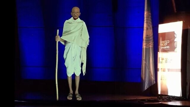 Life-sized hologram of Mahatma Gandhi appears at UN, leads discussion on non-violence, education