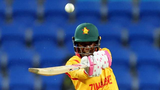 Wessely Madhevere gave Zimbabwe something to fight for as he scored 35 not out to take the side to 79-5 in 9 overs. AFP Wessely Madhevere gave Zimbabwe something to fight for as he scored 35 not out to take the side to 79-5 in 9 overs. AFP