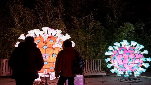 A light shaped in the form of a virus also made it to the exhibition this year. AFP A light shaped in the form of a virus also made it to the exhibition this year. AFP