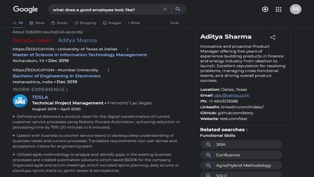 LinkedIn user shares unique 'Google-themed' resume, post goes viral