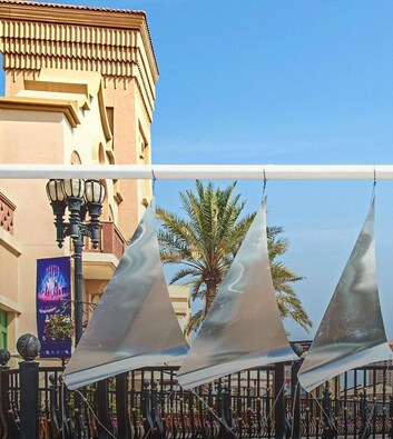 ‘Sails, moving forward’ has been created by Maryam Faraj Al-Suwaidi and Guillaume. It has been installed at The Pearl, Qatar. The goalpost is a tribute to Qatar and France. @visitqatar/Instagram ‘Sails, moving forward’ has been created by Maryam Faraj Al-Suwaidi and Guillaume. It has been installed at The Pearl, Qatar. The goalpost is a tribute to Qatar and France. @visitqatar/Instagram