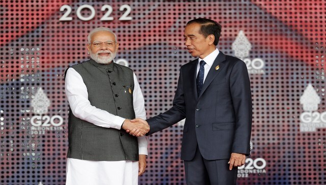 Indonesia President Joko Widodo greets Prime Minister Narendra Modi during the G20 Summit. While addressing a session on food and energy security, Modi stressed the importance of finding a way to facilitate a ceasefire in war-torn Ukraine. AP Indonesia President Joko Widodo greets Prime Minister Narendra Modi during the G20 Summit. While addressing a session on food and energy security, Modi stressed the importance of finding a way to facilitate a ceasefire in war-torn Ukraine. AP