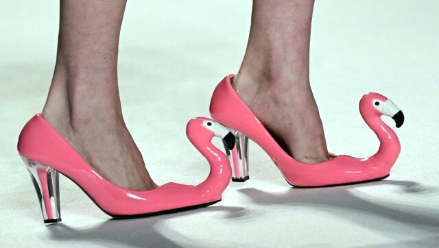 Heel Talk: A model presents a creation for Moschino’s Women’s Spring Summer 2023 fashion collection on 22 September. AFP Heel Talk: A model presents a creation for Moschino’s Women’s Spring Summer 2023 fashion collection on 22 September. AFP