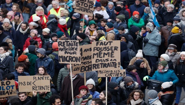 According to CNN, France’s eight largest unions that cover transportation, education, police, executives and public sectors called for the “first day of strikes and protests” against the proposed pensions reform. AP According to CNN, France’s eight largest unions that cover transportation, education, police, executives and public sectors called for the “first day of strikes and protests” against the proposed pensions reform. AP