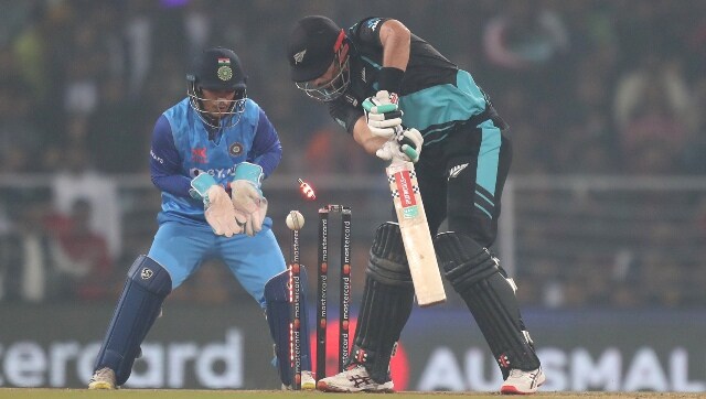 Alongside Chahal, Indian spinners destroyed the Kiwi top order and did not allow even a single batter to get going, Santner being the highest scorer with 19 runs. Sportzpics Alongside Chahal, Indian spinners destroyed the Kiwi top order and did not allow even a single batter to get going, Santner being the highest scorer with 19 runs. Sportzpics