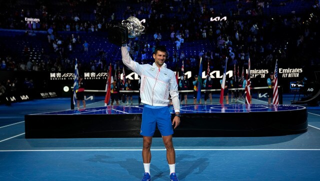 Novak Djokovic holds the Norman Brookes Challenge Cup aloft after winning the 2023 Australian Open men’s singles competition. AP Novak Djokovic holds the Norman Brookes Challenge Cup aloft after winning the 2023 Australian Open men’s singles competition. AP