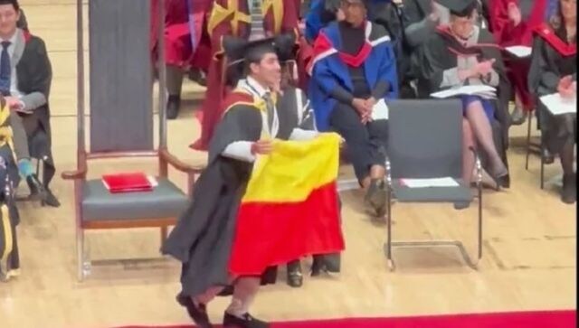Viral video: Indian student unfurls Karnataka state flag with pride at his graduation ceremony in London