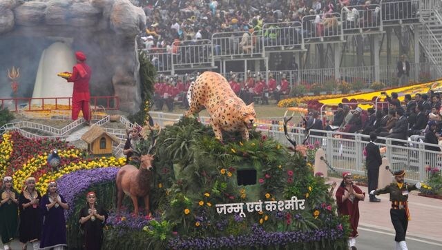 A total of 23 tableaux, including 17 from states and Union Territories and six from several ministries and departments, marched down the revamped ceremonial boulevard, Kartavya Path. The tableaux exhibited India’s rich and vibrant cultural heritage. AP A total of 23 tableaux, including 17 from states and Union Territories and six from several ministries and departments, marched down the revamped ceremonial boulevard, Kartavya Path. The tableaux exhibited India’s rich and vibrant cultural heritage. AP