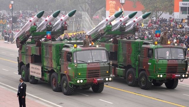 Made-in-India arsenal – Nag Missile System, BrahMos and Akash weapon system – displayed India’s might during the Republic Day parade. Akash weapon system is a state-of-the-art indigenous surface-to-air missile system that has been configured on mobile platforms. AP Made-in-India arsenal – Nag Missile System, BrahMos and Akash weapon system – displayed India’s might during the Republic Day parade. Akash weapon system is a state-of-the-art indigenous surface-to-air missile system that has been configured on mobile platforms. AP