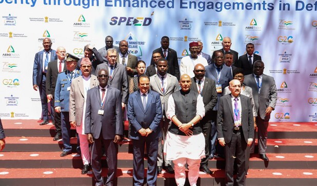 Rajnath Singh calls for greater global co-operation at defence minsters' conclave Rajnath Singh calls for greater global co-operation at defence minsters' conclave