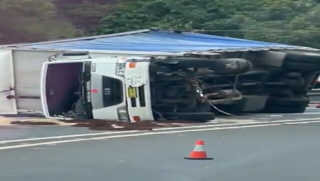 Watch: Truck spills 6 tons of paint on highway in Australia’s New South Wales