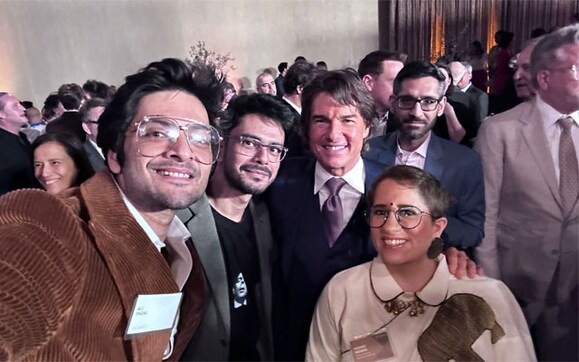 Ali Fazal strikes a pose with Tom Cruise along with All That Breathes director Shaunak Sen at Oscars luncheon Ali Fazal strikes a pose with Tom Cruise along with All That Breathes director Shaunak Sen at Oscars luncheon