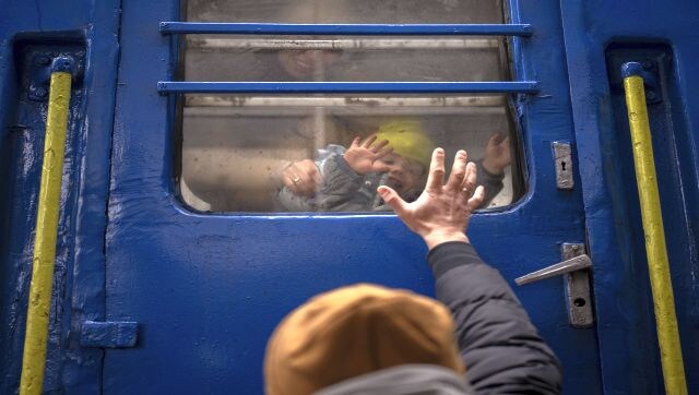 It was believed to be a quick invasion for Russia, but Ukraine held its own and soon the conflic bled into a month. While young Ukrainian men joined the forces to fight for their country, women, children, the elderly began to leave Ukraine and their lives behind. The war led to wrenching goodbyes, like this one where Stanislav is captured saying goodbye to his two-year-old son, David, and wife, Anna, after they boarded a train to leave the war-torn country. AP It was believed to be a quick invasion for Russia, but Ukraine held its own and soon the conflic bled into a month. While young Ukrainian men joined the forces to fight for their country, women, children, the elderly began to leave Ukraine and their lives behind. The war led to wrenching goodbyes, like this one where Stanislav is captured saying goodbye to his two-year-old son, David, and wife, Anna, after they boarded a train to leave the war-torn country. AP