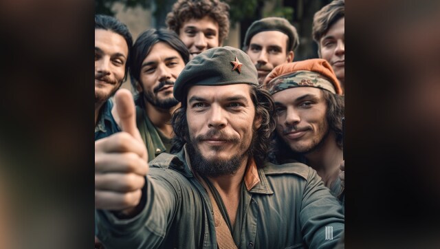 Che Guevara: The Cuban revolutionary sure knows how to make selfies interesting, at least the AI bot thinks so. As would have been the case, here, he is pictured with the working class of Cuba. | Image Credit: Jyo John Mulloor via Instagram