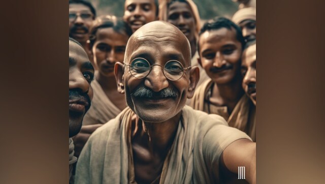Mahatma Gandhi: Simple sombre and a dainty smile, now this is a picture worth a thousand words. The artist, Jyo John Mulloor used Midjourney, an AI bot that recreates images, and usually has this quasi-anime look. | Image Credit: Jyo John Mulloor via Instagram