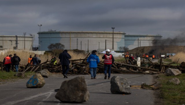 Some university campuses in Paris were blocked and protesters occupied a high-traffic ring road around the French capital. AP Some university campuses in Paris were blocked and protesters occupied a high-traffic ring road around the French capital. AP