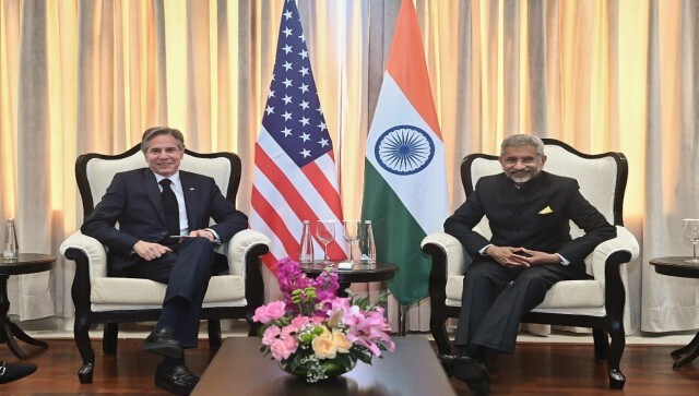 The two leaders took the opportunity to review bilateral ties between the US and India and discuss global issues. Image Courtesy: @DrSJaishankar/Twitter The two leaders took the opportunity to review bilateral ties between the US and India and discuss global issues. Image Courtesy: @DrSJaishankar/Twitter