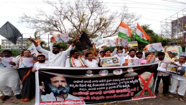 The court in Surat sentenced on Thursday Rahul Gandhi to two years in jail in a defamation case, filed on a complaint by BJP MLA Purnesh Modi for his alleged remark, “How come all thieves have Modi as the common surname?” Following his disqualification, Rahul Gandhi would not be able to contest elections for eight years unless a higher court stays his conviction and sentence. Image Courtesy: @INCIndia/Twitter The court in Surat sentenced on Thursday Rahul Gandhi to two years in jail in a defamation case, filed on a complaint by BJP MLA Purnesh Modi for his alleged remark, “How come all thieves have Modi as the common surname?” Following his disqualification, Rahul Gandhi would not be able to contest elections for eight years unless a higher court stays his conviction and sentence. Image Courtesy: @INCIndia/Twitter