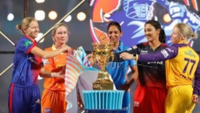 Captains unveil trophy during WPL opening ceremony. Image Credit- Sportzpics
