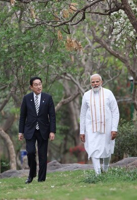 Prime Minister Narendra Modi said both sides held discussions on boosting India-Japan ties in sectors like defence, healthcare, technology, and other issues. Modi tweeted, “We also discussed ways to increase competitiveness in logistics, food processing, MSME, textiles and more.” Prime Minister Narendra Modi said both sides held discussions on boosting India-Japan ties in sectors like defence, healthcare, technology, and other issues. Modi tweeted, “We also discussed ways to increase competitiveness in logistics, food processing, MSME, textiles and more.”