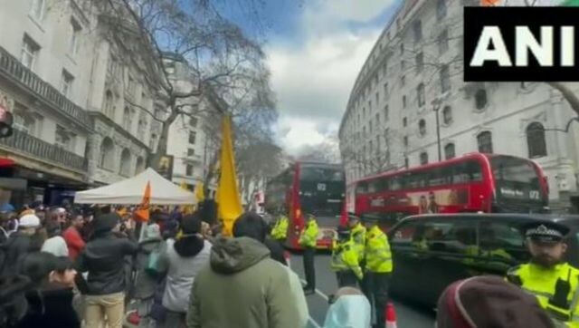 WATCH: Security heightened around Indian mission in London amid anti-India protests WATCH: Security heightened around Indian mission in London amid anti-India protests