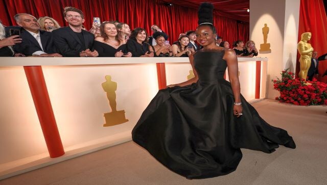‘Black Panther’ star Danai Gurira chose a black sleeveless gown with a voluminous skirt from designer Jason Wu. That amazing hairstyle turned this into one of the more memorable looks of the night. Reuters ‘Black Panther’ star Danai Gurira chose a black sleeveless gown with a voluminous skirt from designer Jason Wu. That amazing hairstyle turned this into one of the more memorable looks of the night. Reuters