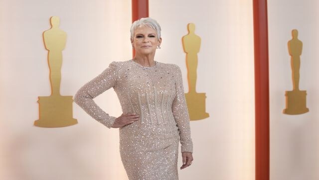 Jamie Lee Curtis won the first Oscar of her career, and sparkled in a crystal and sequin-embellished Dolce and Gabbana floor-length gown. On the not-red carpet, she joked, “Their carpet is going to match my drapes.” AP Jamie Lee Curtis won the first Oscar of her career, and sparkled in a crystal and sequin-embellished Dolce and Gabbana floor-length gown. On the not-red carpet, she joked, “Their carpet is going to match my drapes.” AP