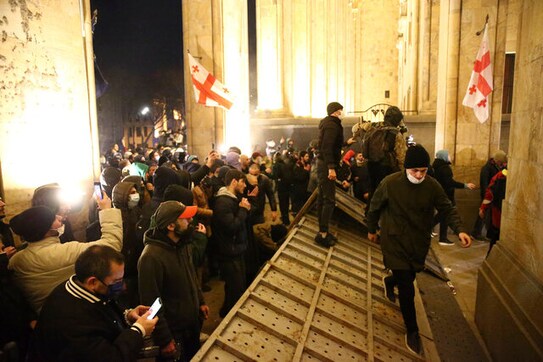 Georgians protest against draft law on media, nonprofits Georgians protest against draft law on media, nonprofits