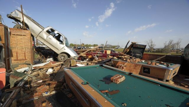 The powerful tornadoes spawned from a storm that carved a ferocious path northeastward across Mississippi and parts of Alabama at 80mph, according to AccuWeather. AP The powerful tornadoes spawned from a storm that carved a ferocious path northeastward across Mississippi and parts of Alabama at 80mph, according to AccuWeather. AP