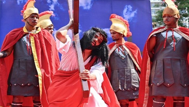 The ‘Way of the Cross’ procession was held in Coimbatore, Mumbai and other parts of India. Hundreds of believers reenacted the crucifixion of Jesus Christ during a Good Friday procession. AFP The ‘Way of the Cross’ procession was held in Coimbatore, Mumbai and other parts of India. Hundreds of believers reenacted the crucifixion of Jesus Christ during a Good Friday procession. AFP