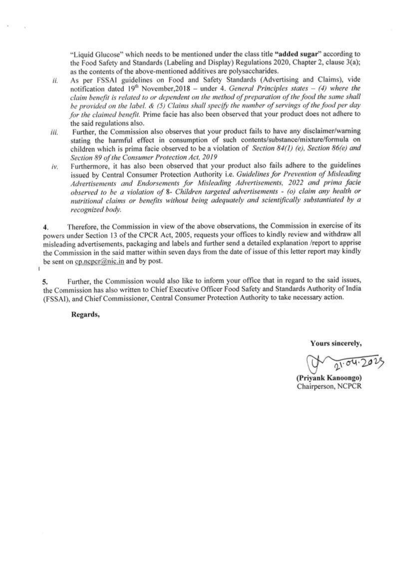 Bournvita Sugar Row NCPCR tells health drink maker to pull down misleading ads file statement in 7 days