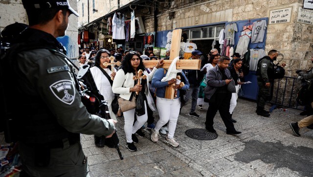 On Good Friday, Catholics marched through Jerusalem’s Old City, repeating what is thought to have been Jesus’ walk to his death while carrying wooden crosses and chanting songs. Reuters