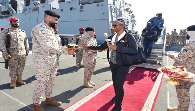 More than 150 people were previously evacuated by boat to the Saudi Arabian port of Jeddah, the majority of whom were nationals of Gulf states as well as Egypt, Pakistan, and Canada. Citizens of Saudi Arabia and people from other nationalities are welcomed by Saudi Royal Navy officials as they arrive at Jeddah Sea Port after being evacuated. Reuters